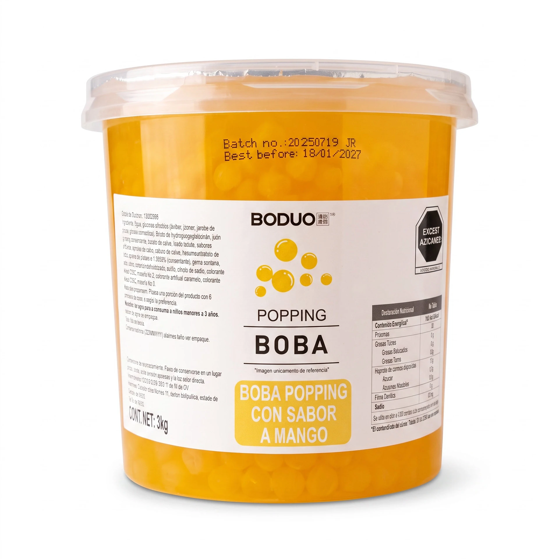 Perlas Explosivas Sabor Mango Boduo C/3kg